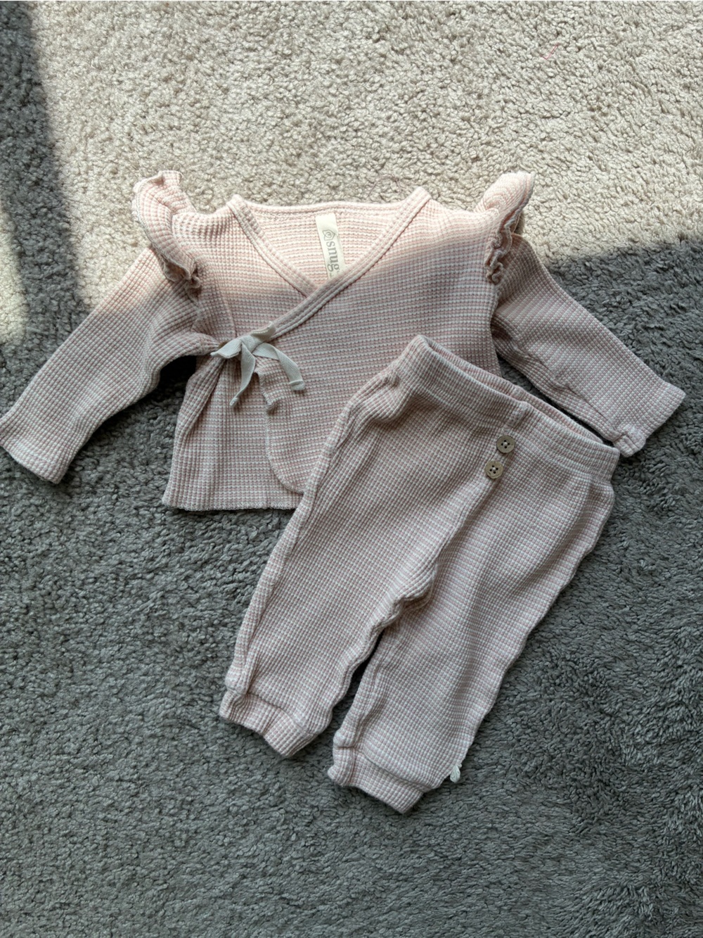 Snug Pink Waffle Knit Kids Matching Set